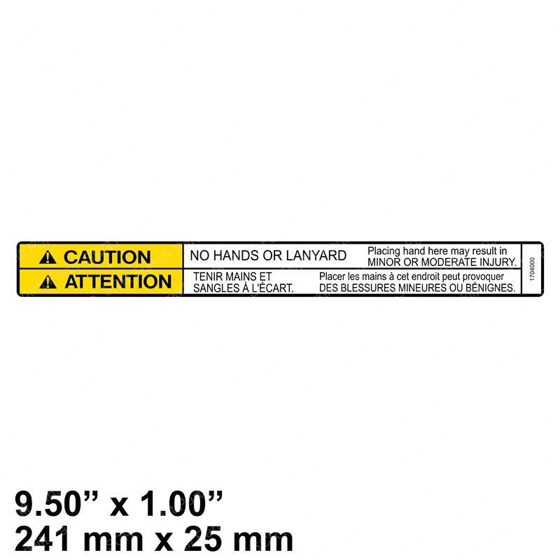 DECAL - CAUTION NO HANDS JL1704000 jl1704000 product image