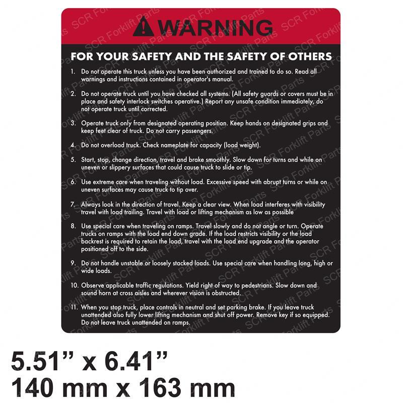 DECAL - SAFETY WARNING RA312669-001 ra312669-001 product image