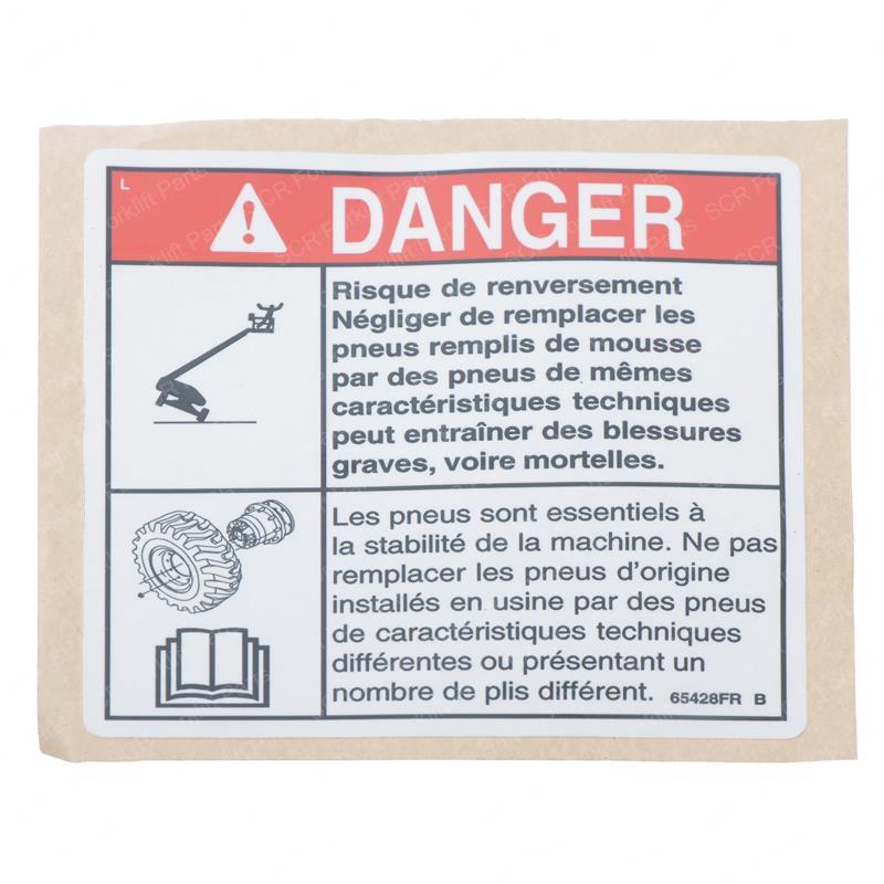 DECAL DANGER TIP-OVER TIRES GN65428FRGT gn65428frgt product image