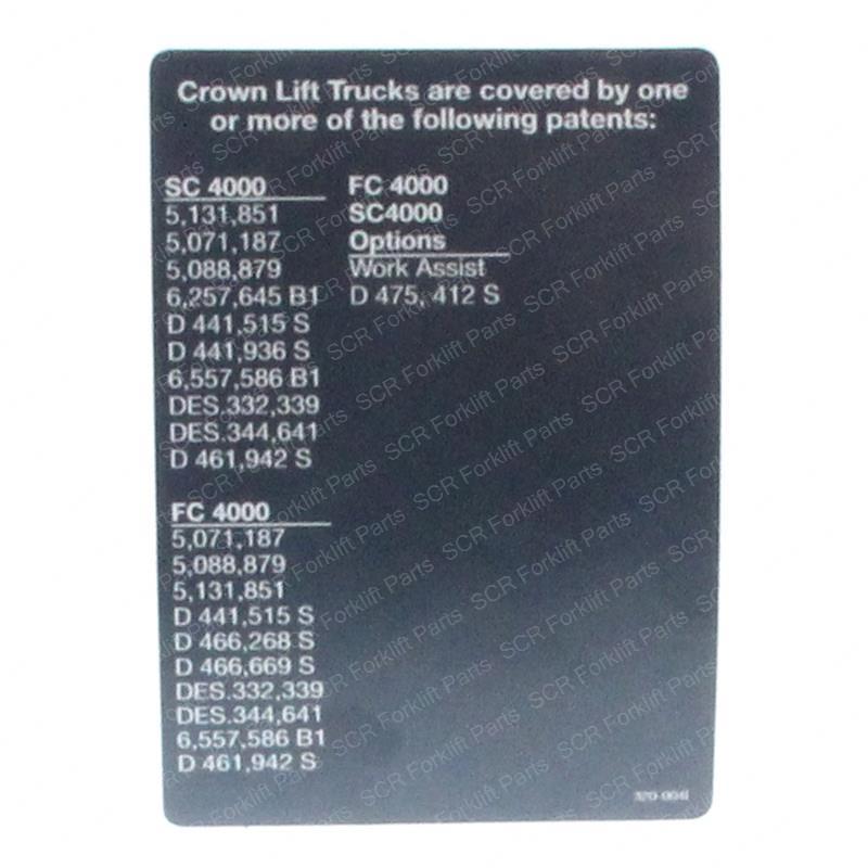 LABEL PATENT CR69320-4 cr69320-4 product image