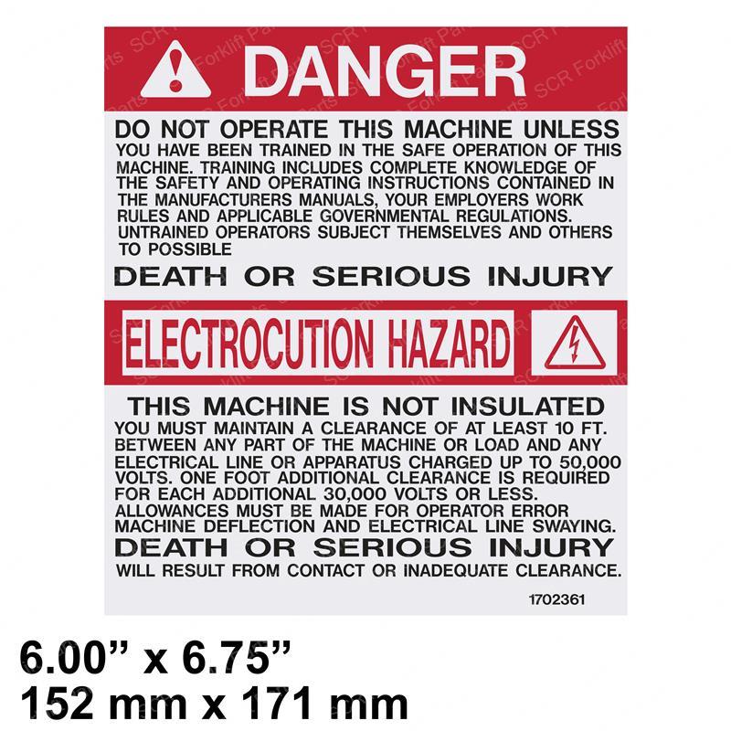 DECAL ELEC HAZARD JL1702114 jl1702114 product image