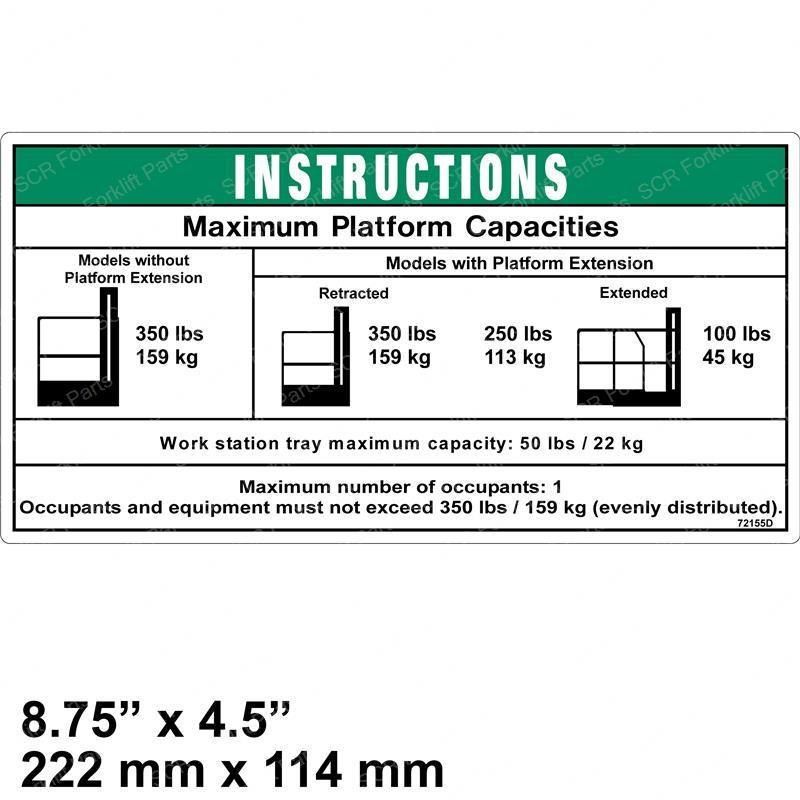 DECAL - MAX CAPACITY 350LBS SY1230881 sy1230881 product image