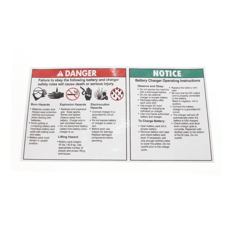 DECAL - DANGER BATTERY SAFETY GN82907 gn82907 product image