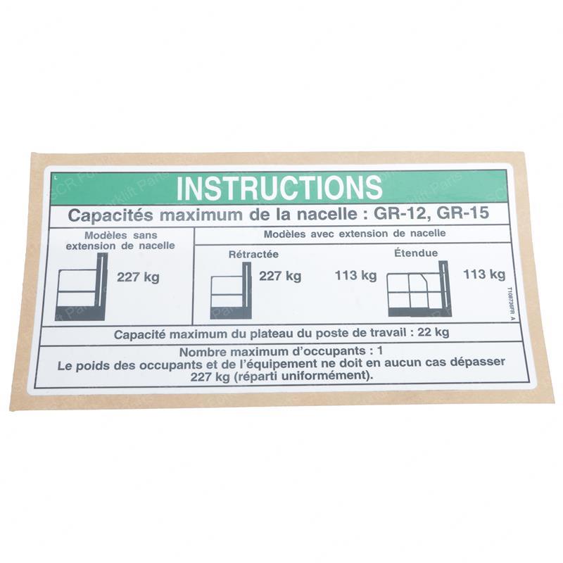 DECAL-NOTICE-MAX CAP-500 GNT108736FR gnt108736fr product image