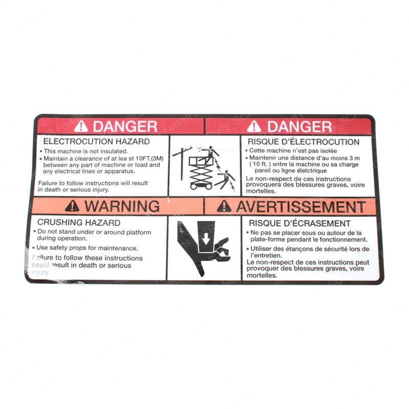 DECAL WARNING ELECT/CRUSH JL1704686 jl1704686 product image