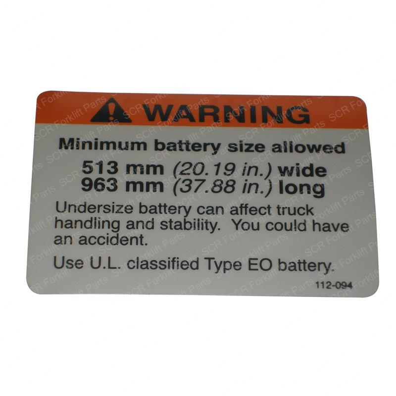 WARNING BATTERY SIZE CR069112-094 cr069112-094 product image