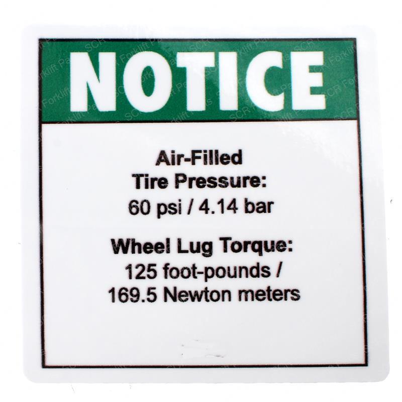 DECAL NOTICE TIRE PRESSURE GN28168GT gn28168gt product image