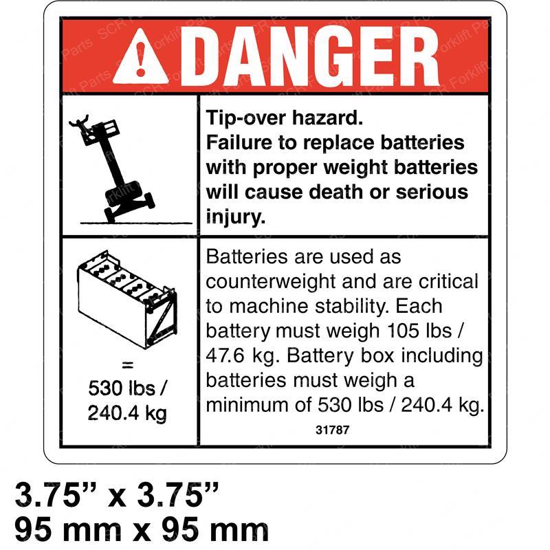 DECAL DANGER TIP-OVER BATTERY JL31787GT jl31787gt product image