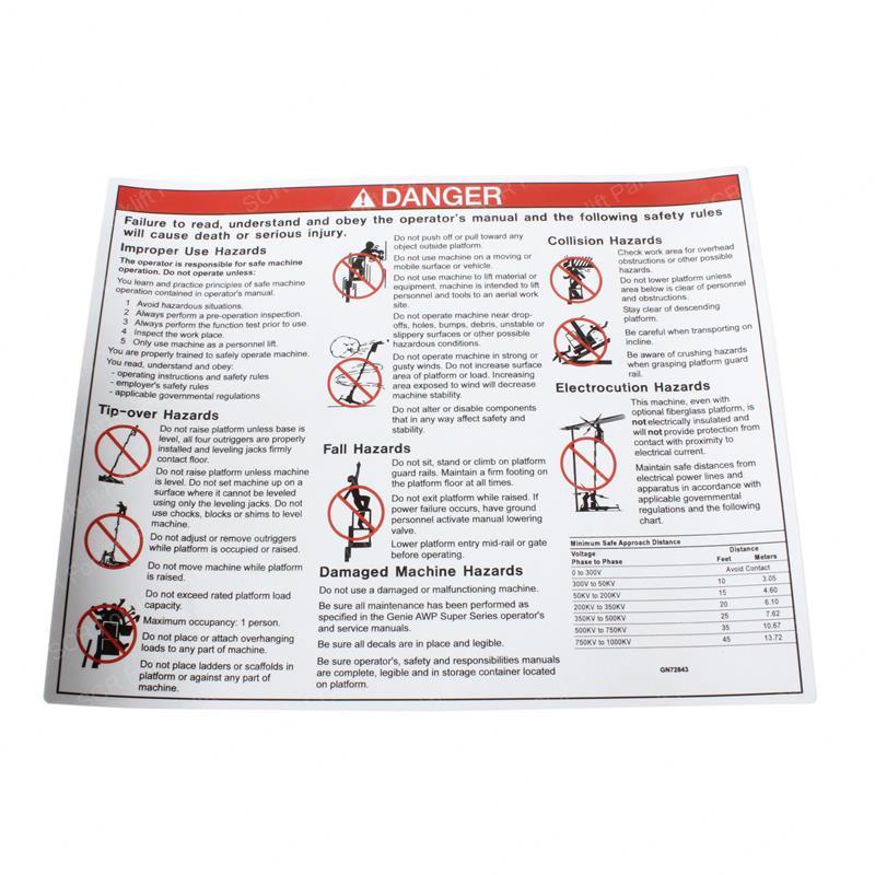 DECAL - GENERAL SAFETY JL72843GT jl72843gt product image