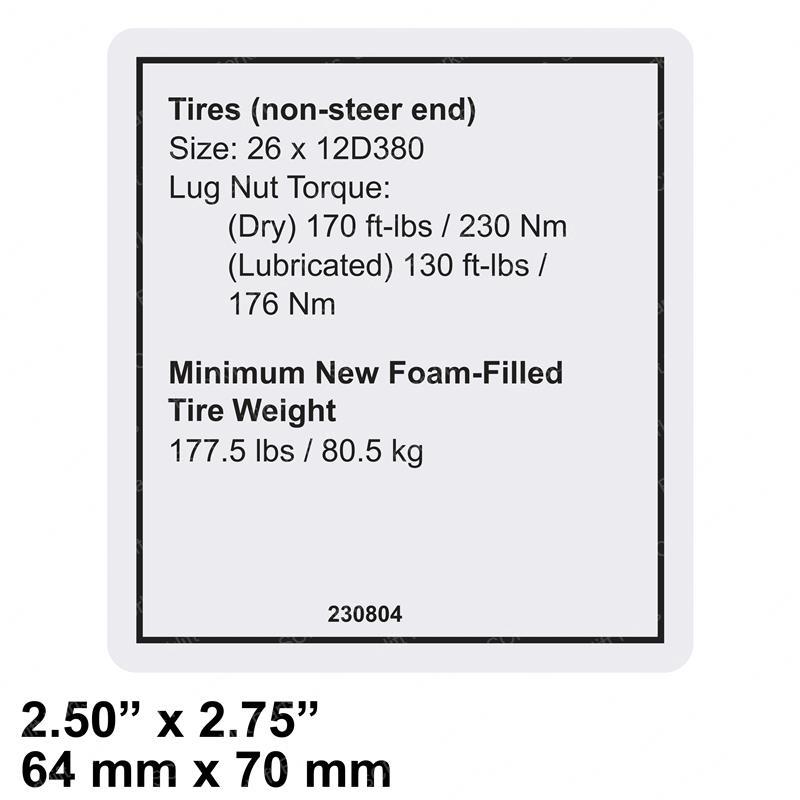 DECAL - NOTICE TIRE SPECS REAR GN230804 gn230804 product image