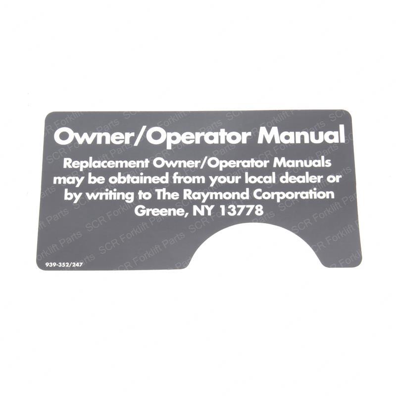 DECAL-OWNER/OPERATOR MANUAL RA314037-001 ra314037-001 product image