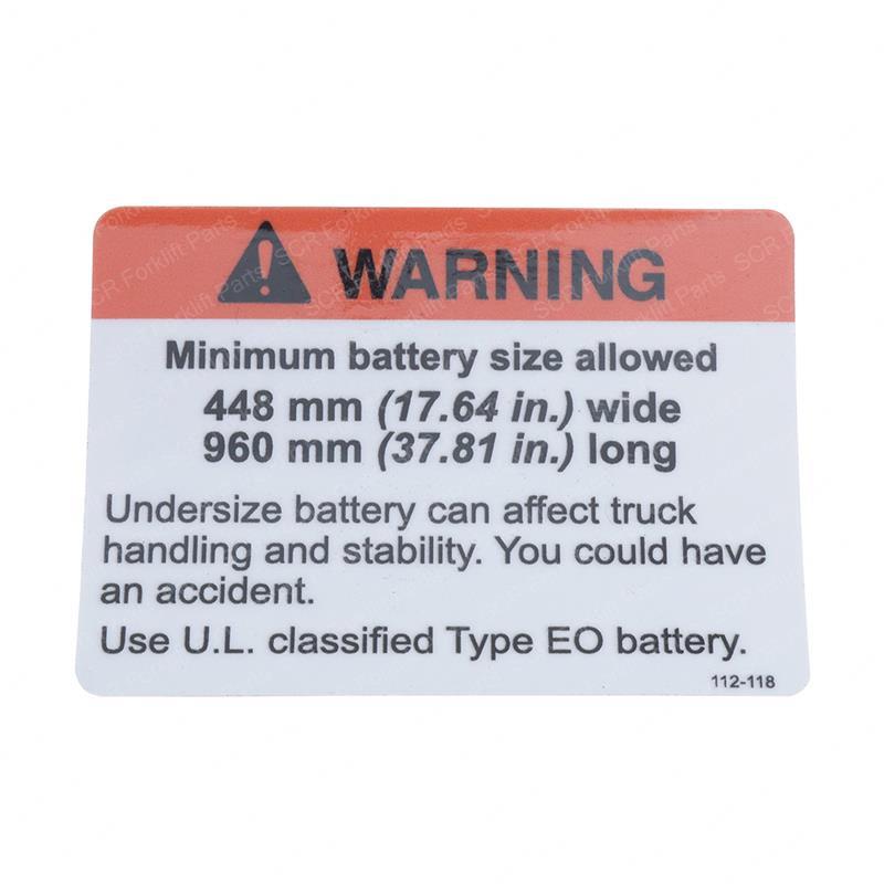 DECAL - WARNING BATTERY SIZE CR69112-118 cr69112-118 product image