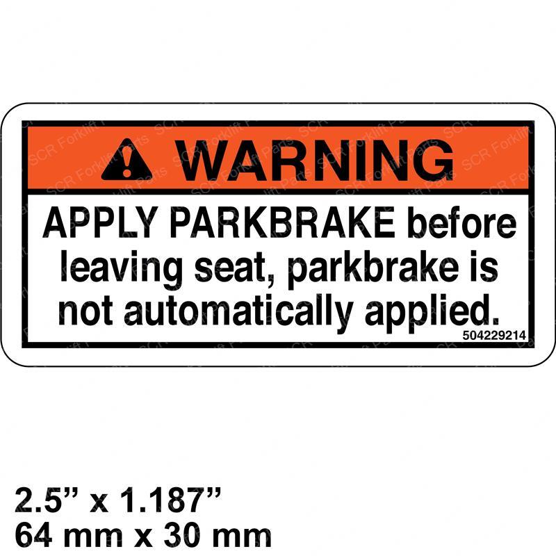 DECAL - PARK BRAKE WARNING CR78695-1 cr78695-1 product image