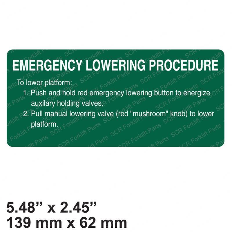 DECAL - EMERGENCY LOWERING SY1230660 sy1230660 product image