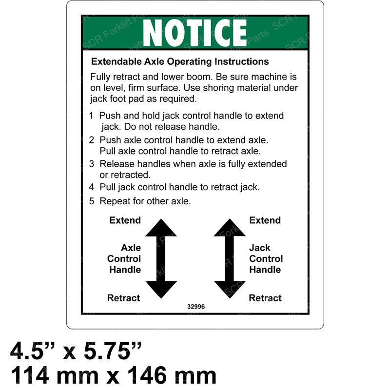 DECAL - NOTICE EXIT AXLE GN32996GT gn32996gt product image