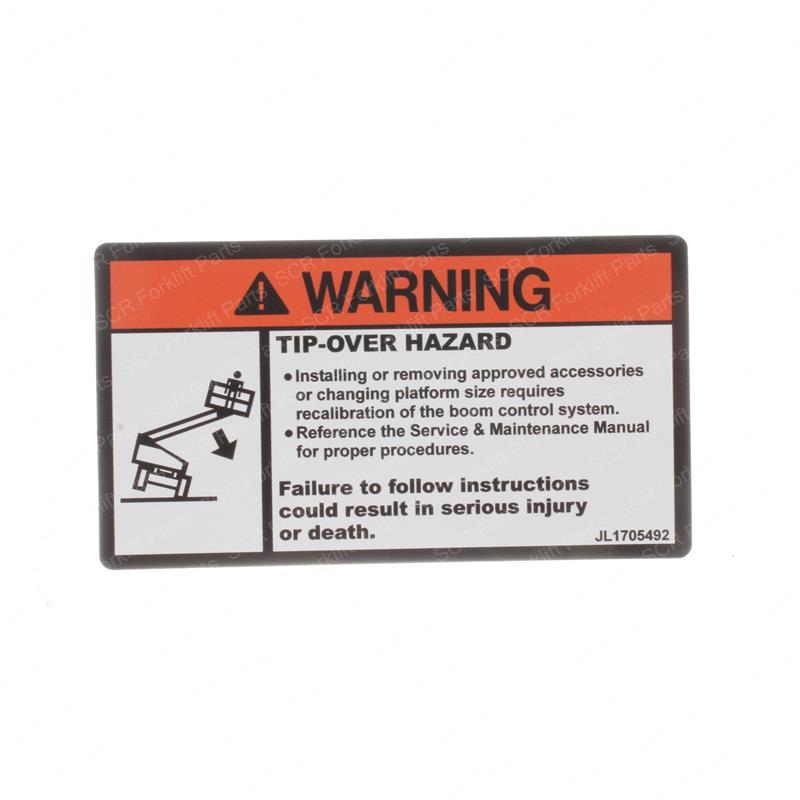 DECAL - TIP-OVER PLF CHANGE JL1705492 jl1705492 product image