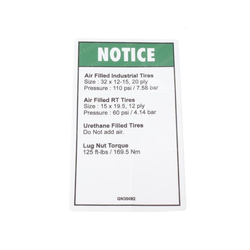 DECAL NOTICE TIRE PRESSURE GN30082 gn30082 product image
