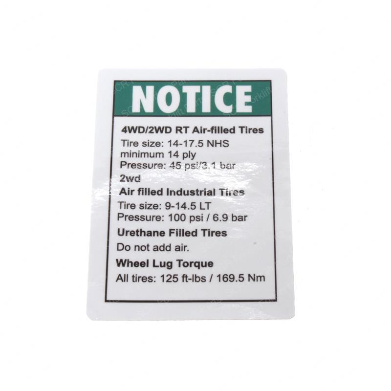 DECAL NOTICE TIRE SPECS GN52447GT gn52447gt product image