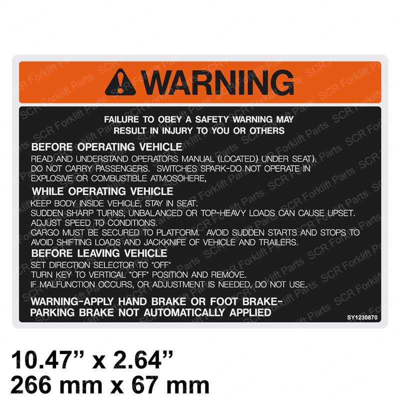 DECAL - VEHICLE SAFETY SY1230870 sy1230870 product image