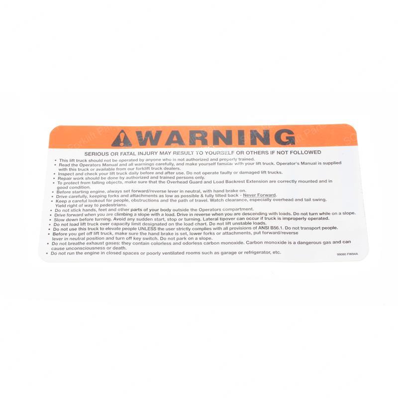 DECAL - WARNING FATAL INJURY NI99080-FW88A ni99080-fw88a product image