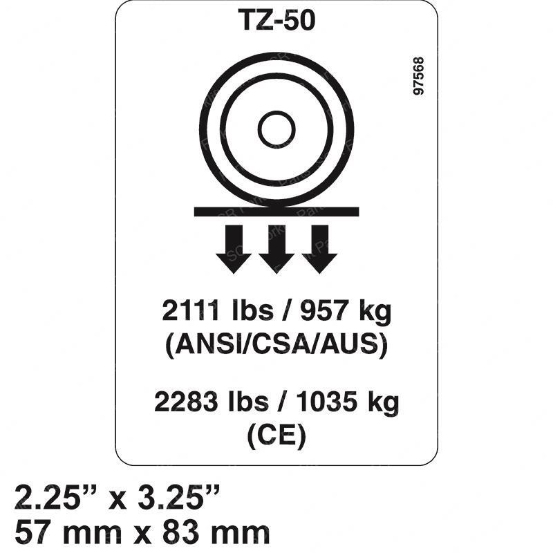 DECAL LABEL WHEEL LOAD TZ50 GN97568GT gn97568gt product image
