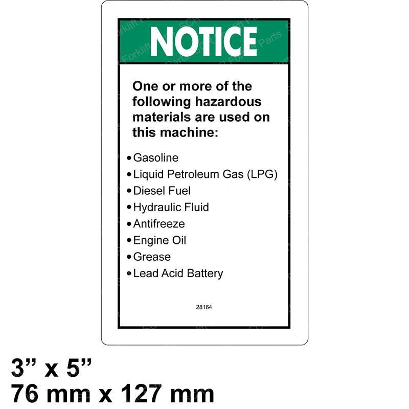 DECAL - NOTICE HAZARDOUS MATL JL28164GT jl28164gt product image