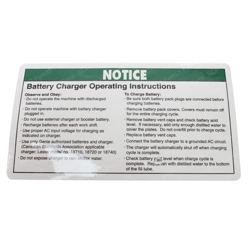 DECAL NOTICE CHARGER INSTRUC GN52787GT gn52787gt product image