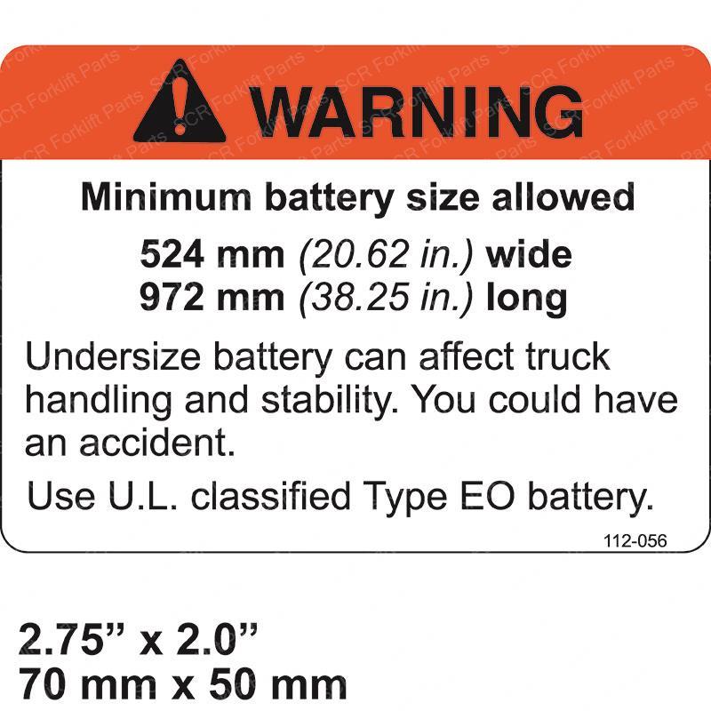 WARNING BATTERY SIZE CR69014-016 cr69014-016 product image