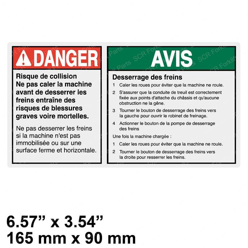 DECAL - DANGER BRAKE REL SAFET GN44220FR gn44220fr product image