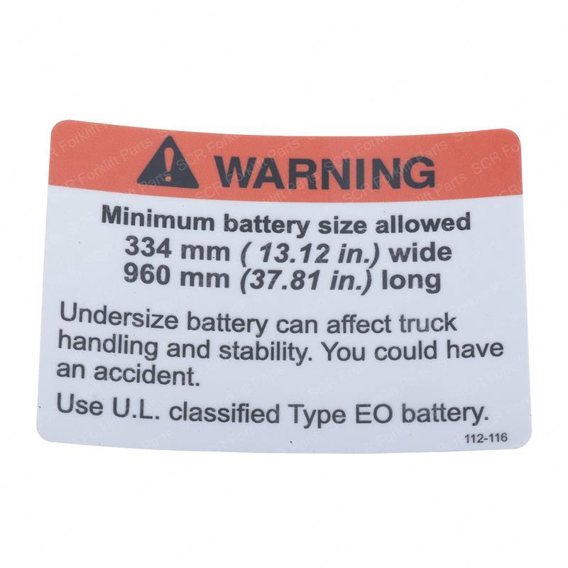 DECAL - WARNING BATTERY SIZE CR69112-116 cr69112-116 product image