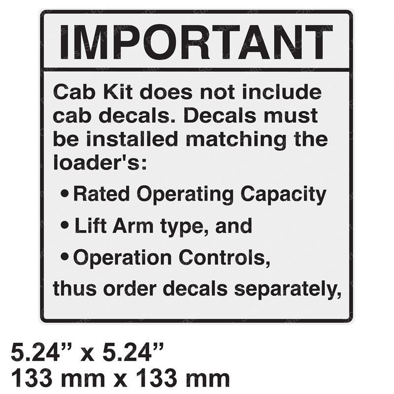 DECAL - IMPORTANT CAB KIT BC6719833 bc6719833 product image