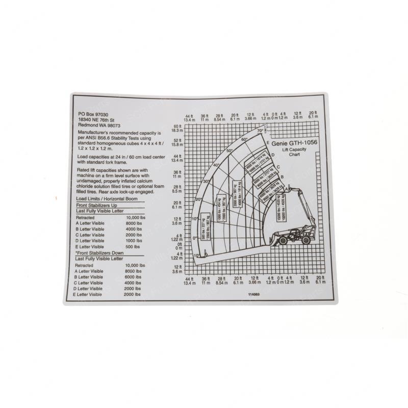 DECAL LOAD CHART GTH-1056 GN114069 gn114069 product image