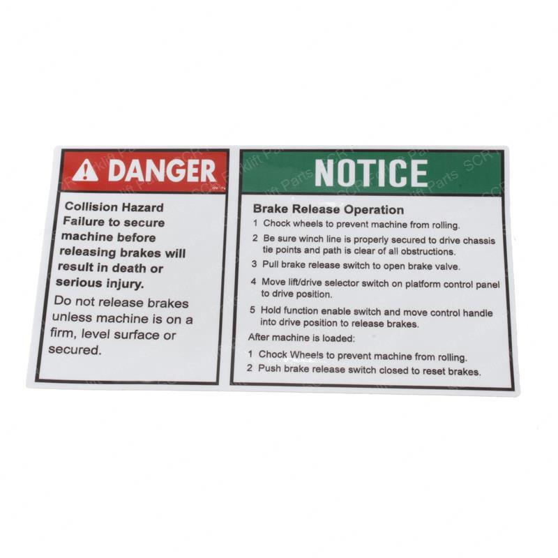 DECAL DANGER BRAKE RELEASE GN72849 gn72849 product image