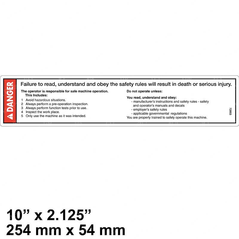 DECAL - DANGER IMPROPER USE HAZ JL72853 jl72853 product image