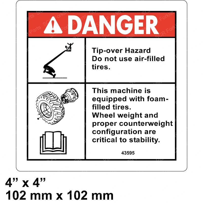 DECAL - DANGER TIP-OVER TIRES JLGN43595 jlgn43595 product image