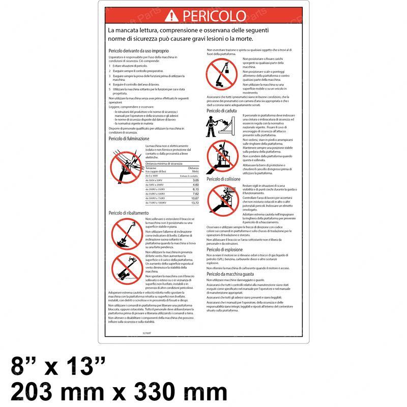 DECAL DANGER GEN SAFETY RULES GN32700IT gn32700it product image