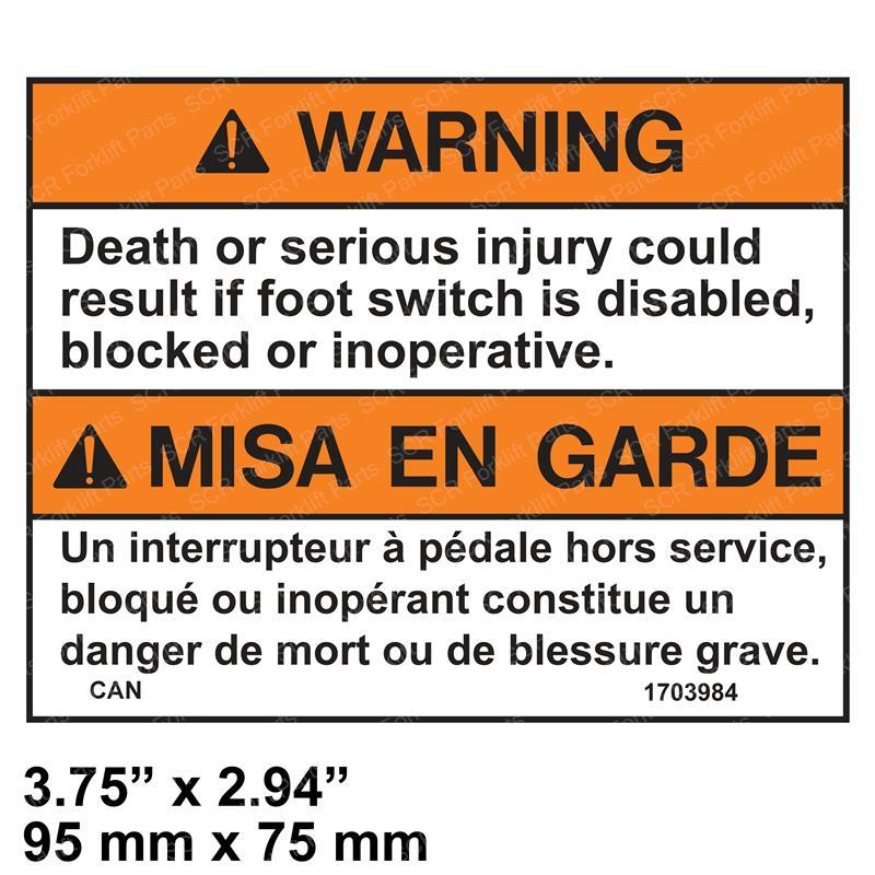DECAL FOOT SWITCH (CAN) JL1703984 jl1703984 product image