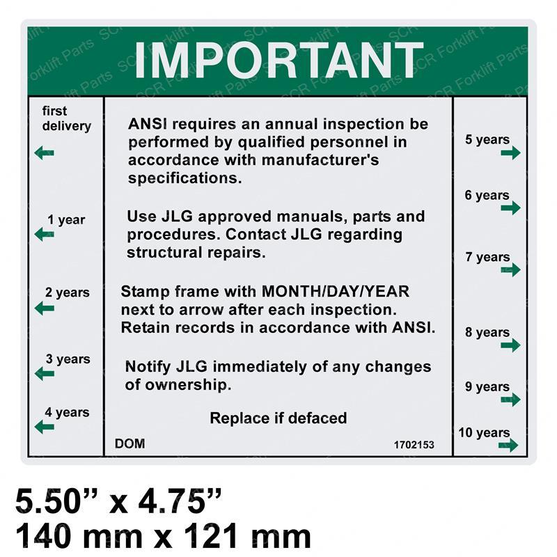 DECAL - INSPECTION JL1700593 jl1700593 product image