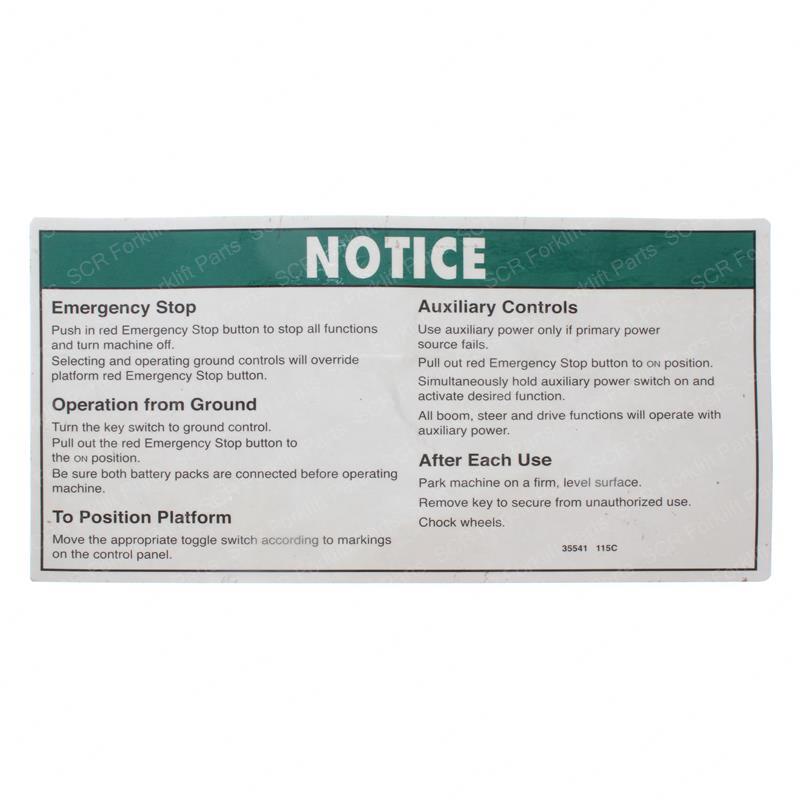 DECAL NOTICE GRD OPER INSTRUC GN35541GT gn35541gt product image