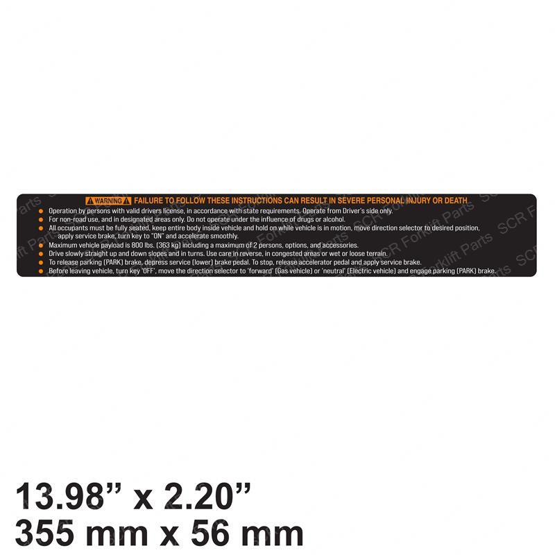 DECAL-SAFETY GOLF CAR ELE/GAS SY1227000 sy1227000 product image