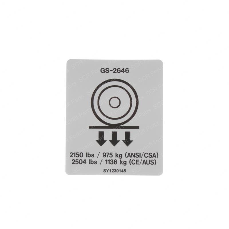DECAL - WHEEL LOAD 2646 JLGN82704GT jlgn82704gt product image