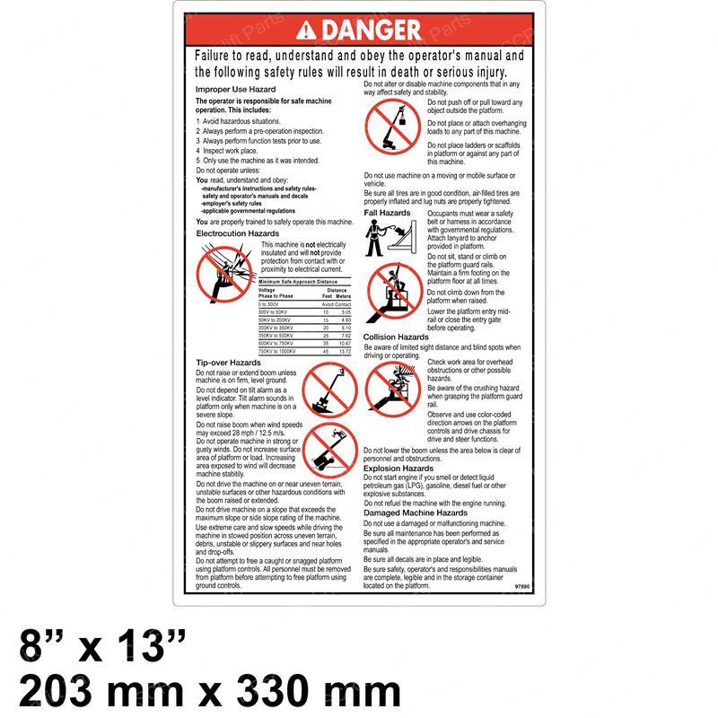 DECAL - DANGER GEN SAFETY RULES GN97890GT gn97890gt product image