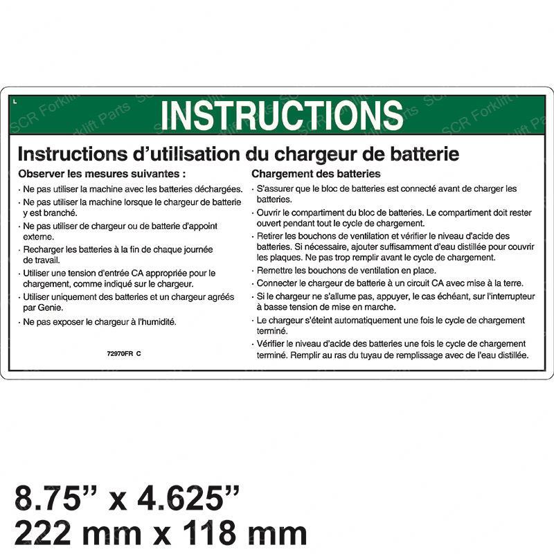 DECAL NOTICE CHARGER INSTRUC GN72970FR gn72970fr product image