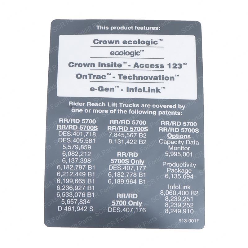 LABEL PATENT RR/RD5000/S CR69913-001 cr69913-001 product image