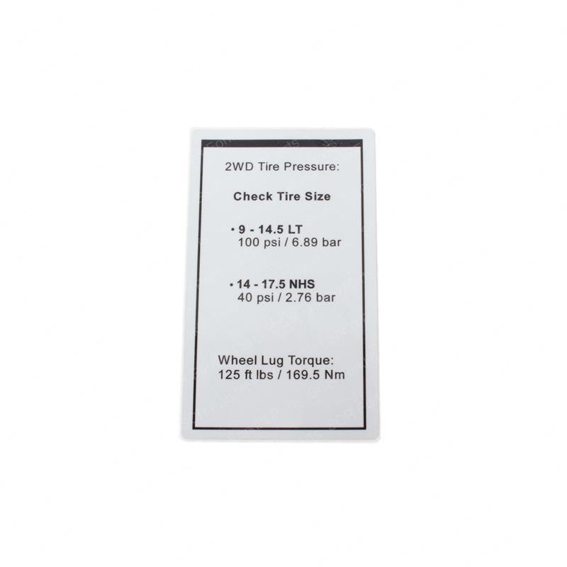 DECAL TIRE PRESSURE SY1243777 sy1243777 product image