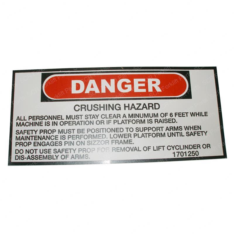 DECAL - DANGER CRUSH HAZARD JL1701250 jl1701250 product image