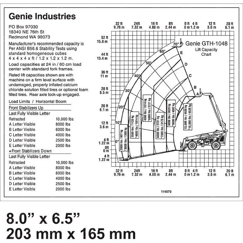 DECAL LOAD CHART GTH-1048 GN114070 gn114070 product image