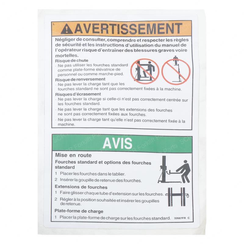DECAL WARNING STD.FORK SAFETY GN32687FR gn32687fr product image
