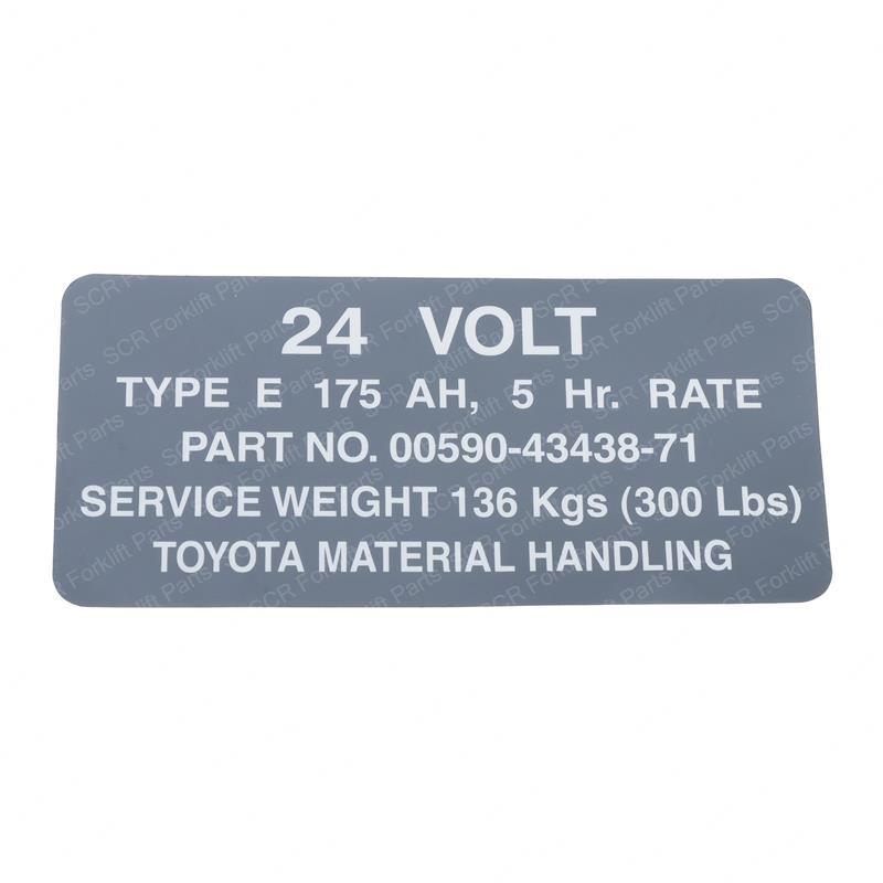 DECAL- 24V TYPE E 175 AH, 5HR. RA314121-001 ra314121-001 product image
