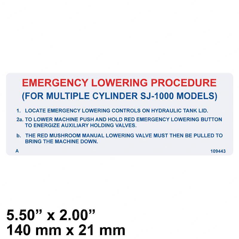 DECAL - EMERGENCY LOWERING JL109443SJ jl109443sj product image